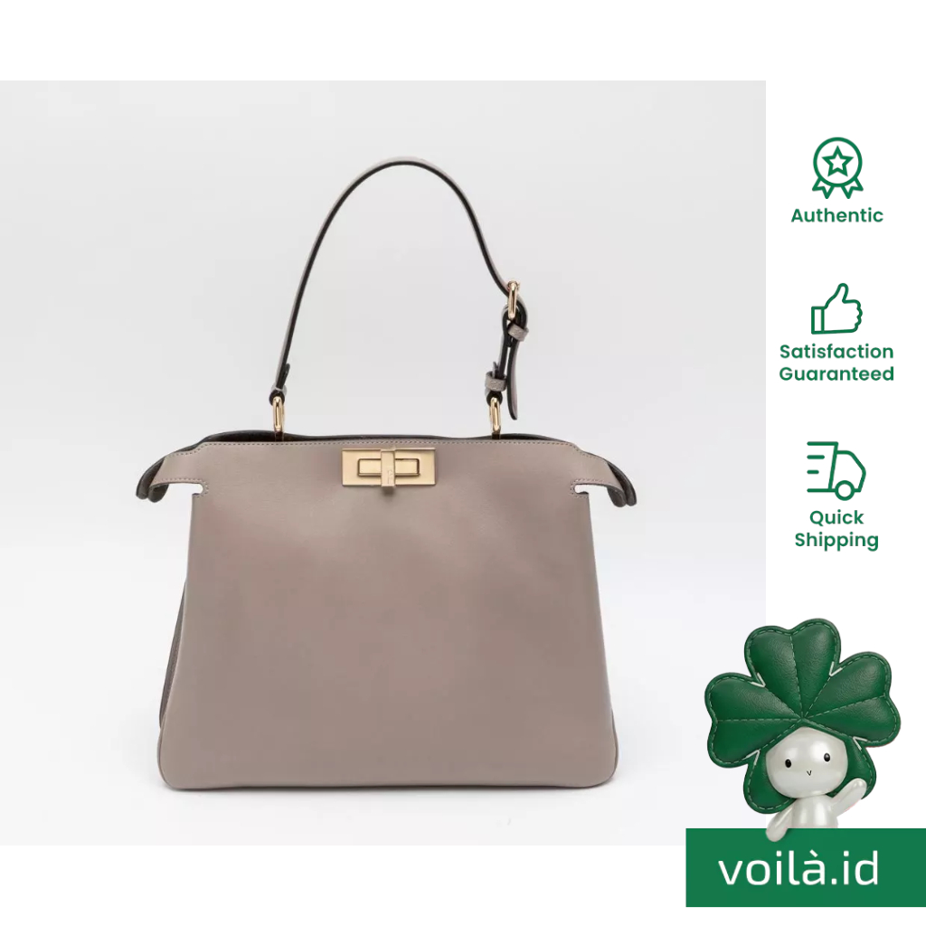 Peekaboo Soft Medium Leather Shoulder Bag Dove Grey