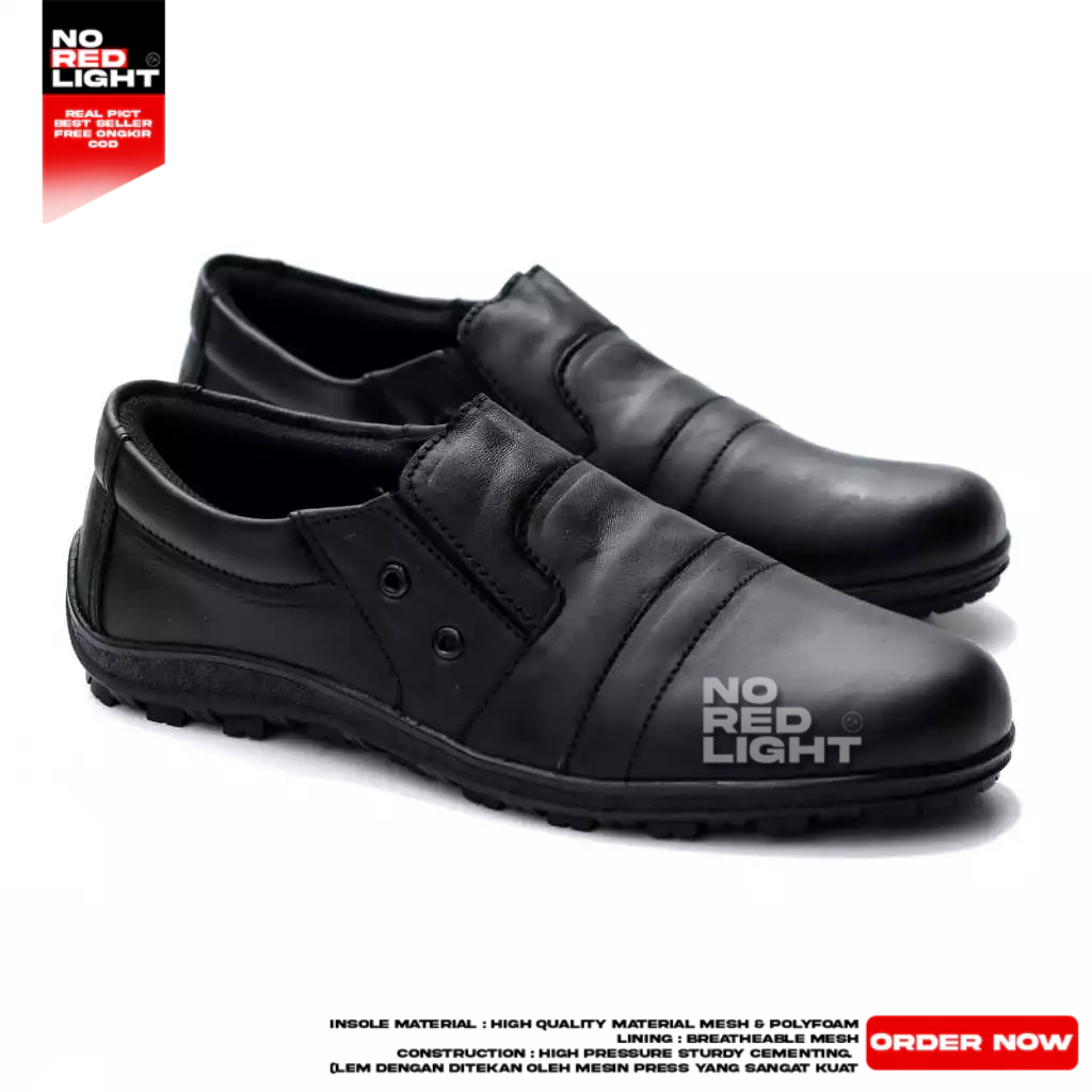 Sepatu Loafers Pria Kulit Anti Slip Tanpa Tali