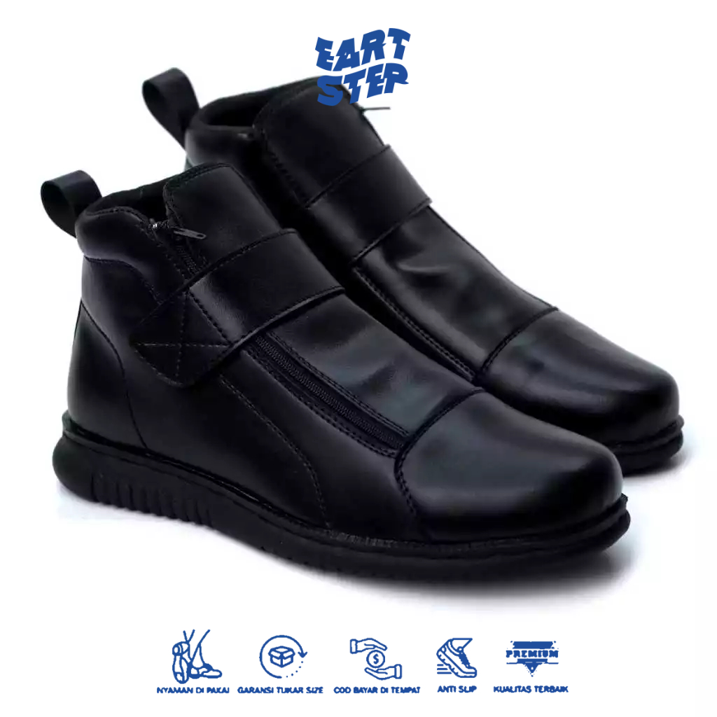 Sepatu Formal Boots Hitam Resleting Pria