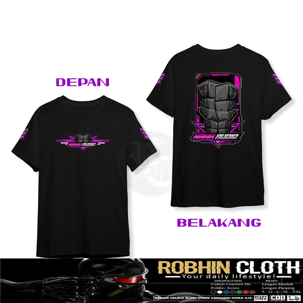 Kaos Baju Sound System Desain Sound Gantung Keren Ungu Gratis Nama Audio DB Kaos Distro