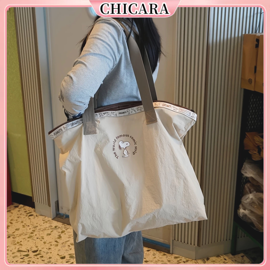 [COD] Lucu Snoopy Tas Perjalanan Lipat Dengan/Tas Travel Beritsleting Berkapasitas Besar/Tas Totebag