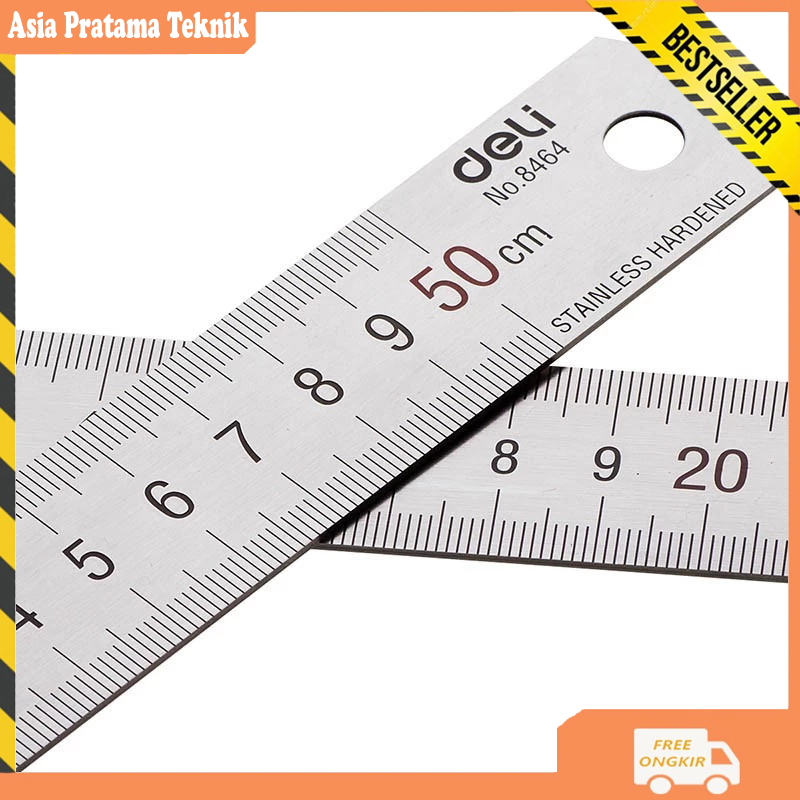 PENGGARIS MISTAR BESI STAINLESS 50 CM TEBAL BAGUS ANTI GORES KARAT DRAFT RULLER