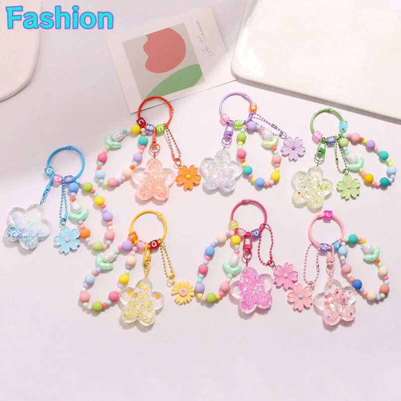 Liontin Casing Earphone, Liontin Telepon Bunga Pasir Drift, Liontin Sakura Warna-warni yang Lucu-fa