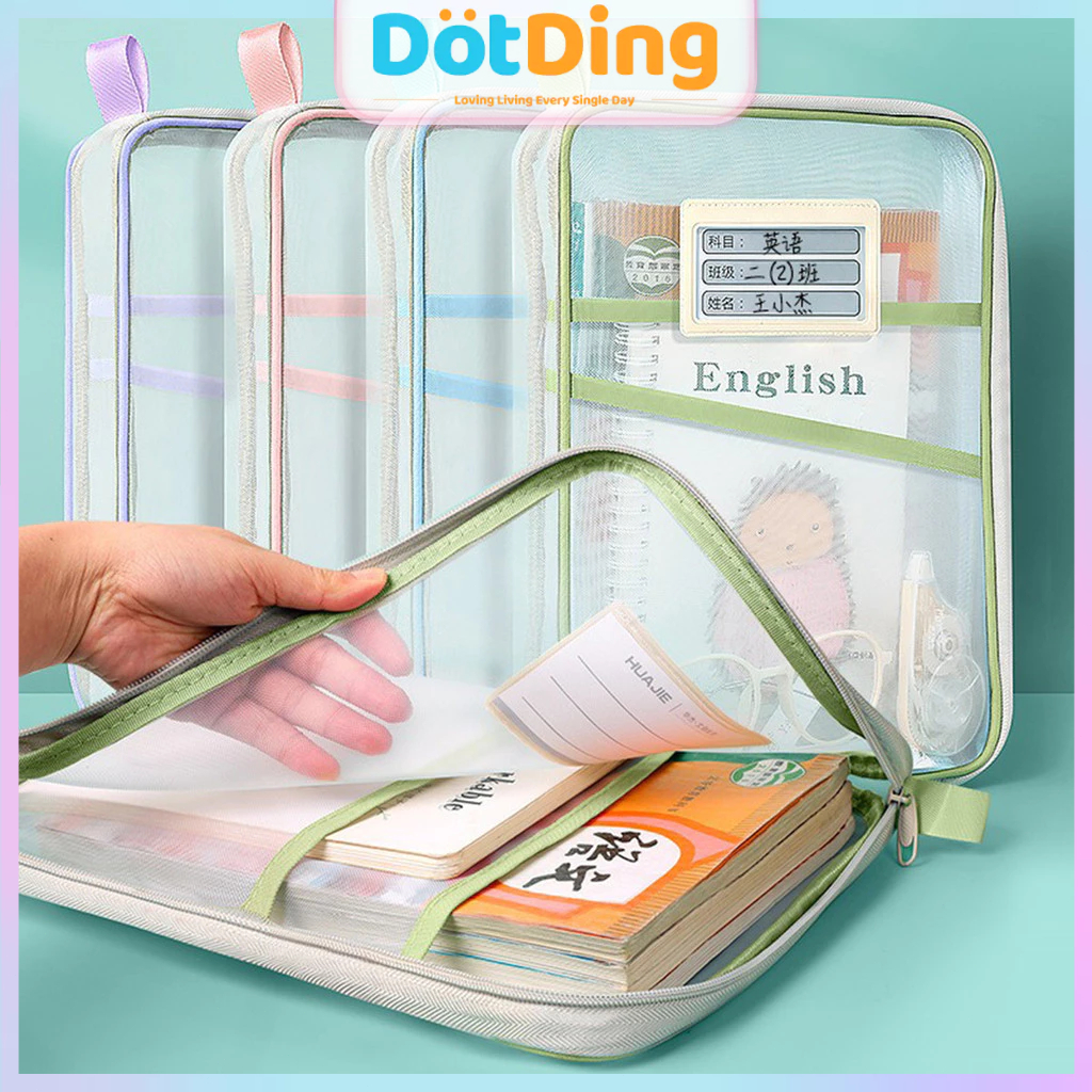 [DotDIng]Tas Mapel L Premium & Map Plastik Transparan Resleting - Set Organizer Multifungsi untuk