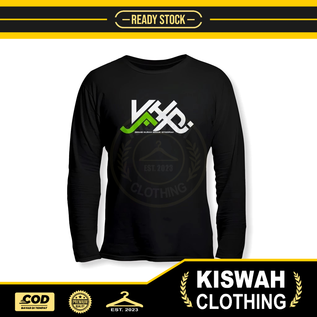 Kaos Tshirt BERANI HIJRAH BERANI ISTIQOMAH Lengan Panjang Baju Muslim