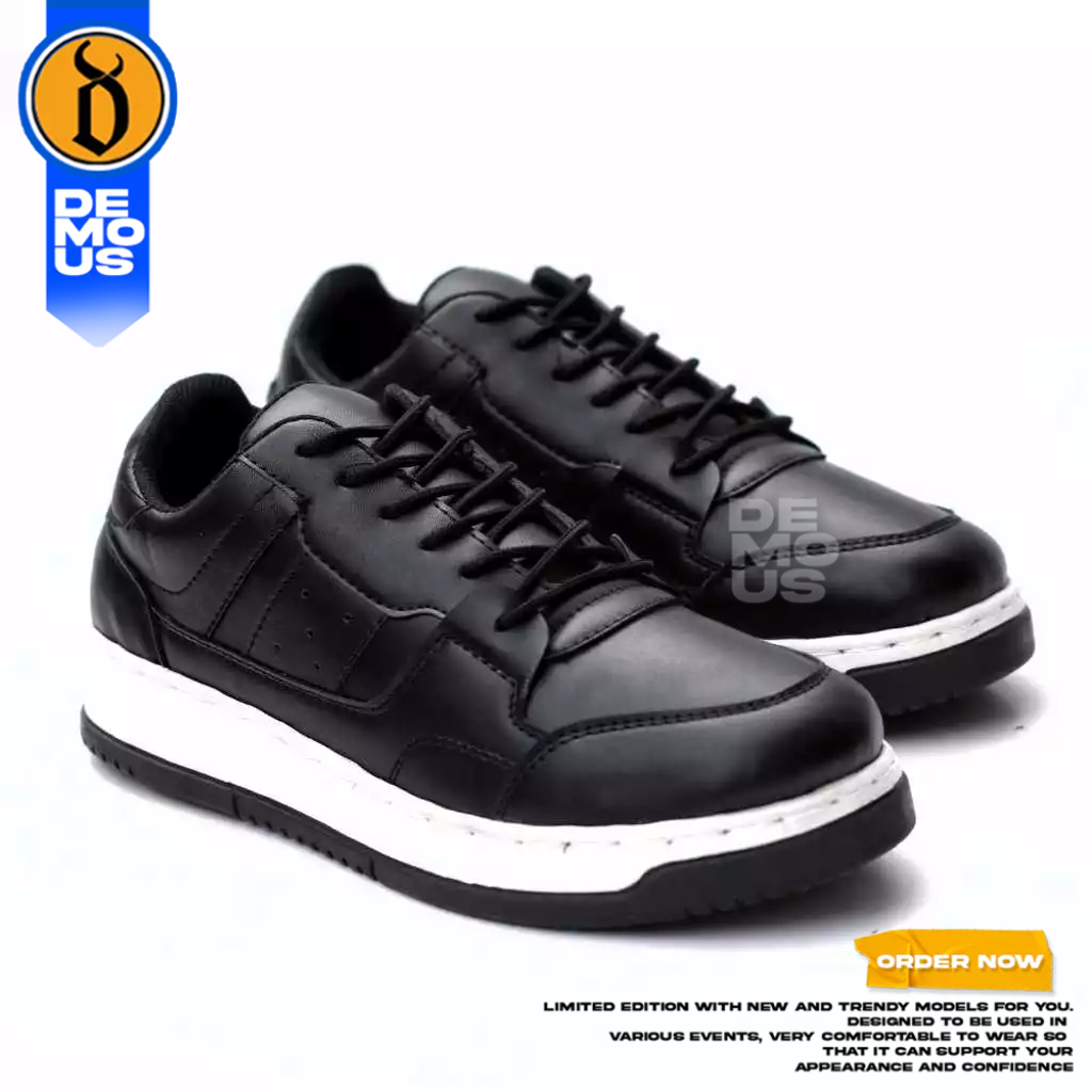 DEMOUS - Sepatu Pria Sneakers Chunky Formal Kerja Hitam