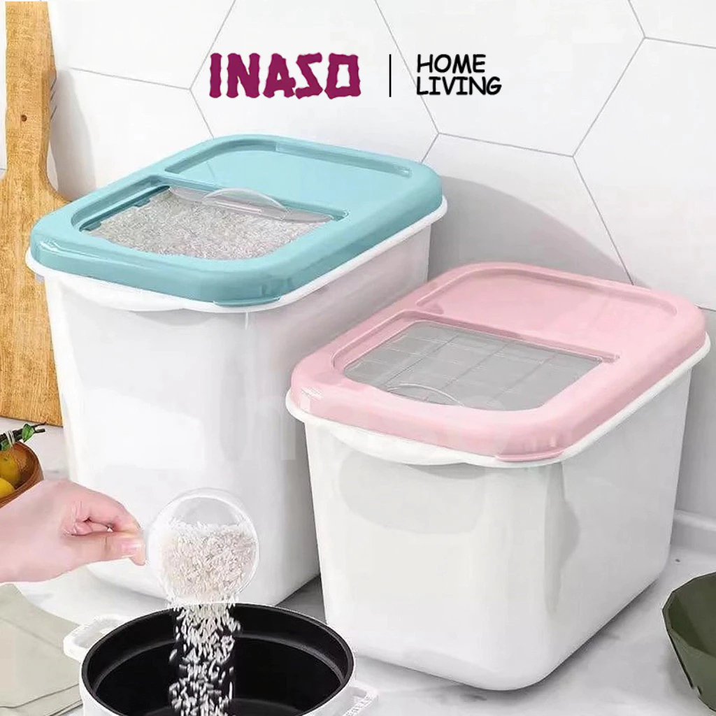 Baru Inaso Tempat Beras Penyimpanan Makanan Plastik Wadah Beras Kotak Tempat 5Kg, 7.5Kg & 10Kg