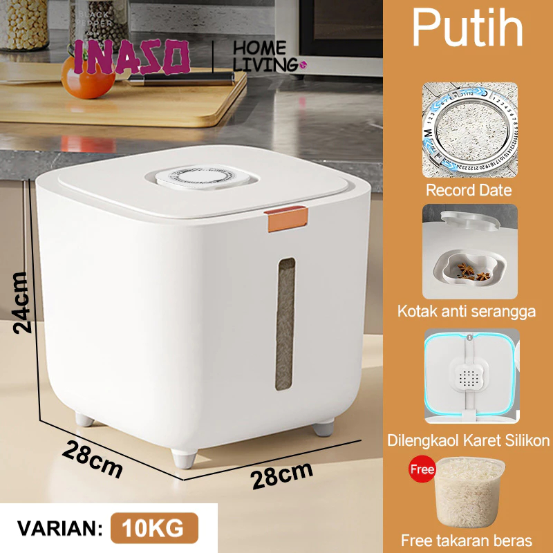 INASO 10KG Dispenser Beras Rice Dispenser Tempat Wadah Penyimpanan Beras Rice Bucket HSB793