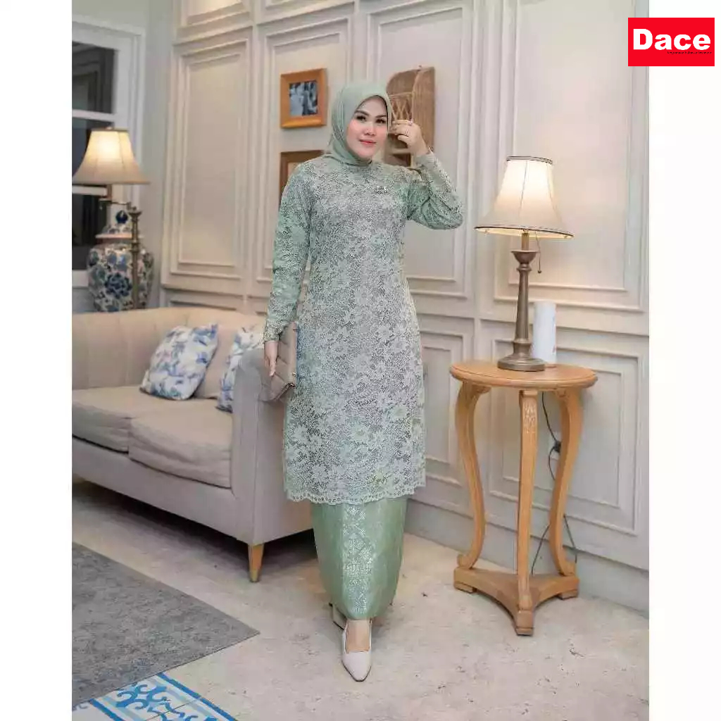 DACE Kebaya Brokat Modern Baju Kurung Wanita Furing