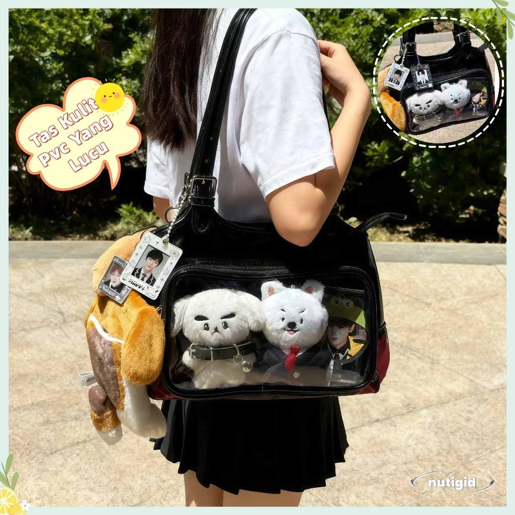 [COD] Tas Kulit Lucu Pvc Transparan Kpop Gaya Model Wanita Korea/ Lucu Tas Bahu Busur/Tas Selempang 