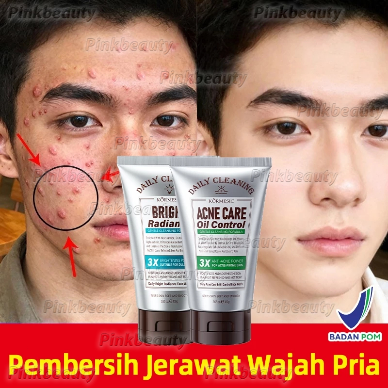 BPOM Daily Acne Care & Oil Control Face Wash Bright Radiance Face Wash Sabun Cuci Muka Pria 100gr Pe
