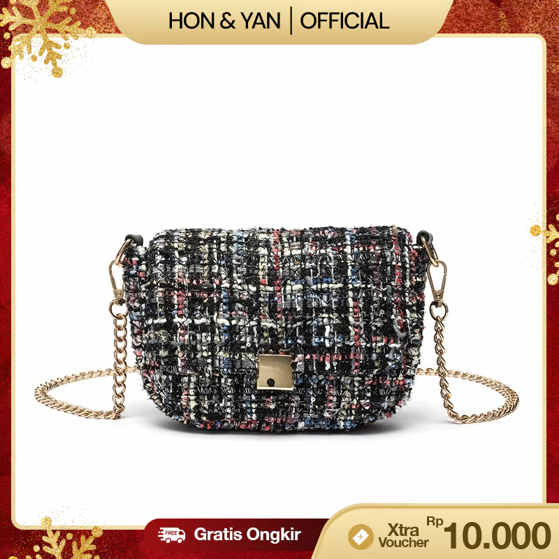 HONYAN Tas Selempang Wanita Wicha Sling Bag Kulit Rajut Kekinian Tas Fashion Wanita Trendy