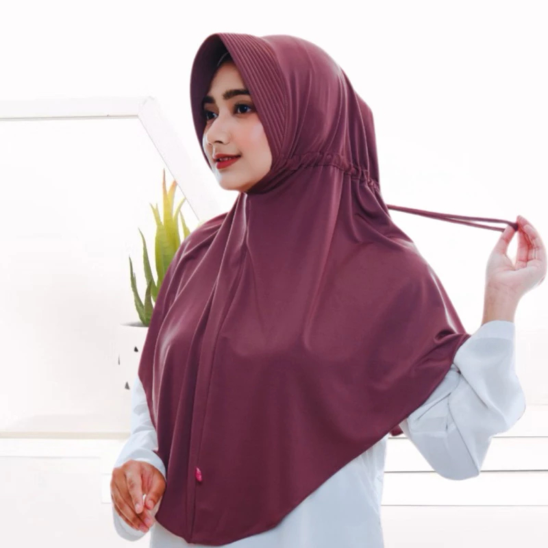 Hijab Bergo Hamidah Serut Belakang Kaos Jersey Premium Jilbab Serut Jokowi Jersey Premium | Jilbab S