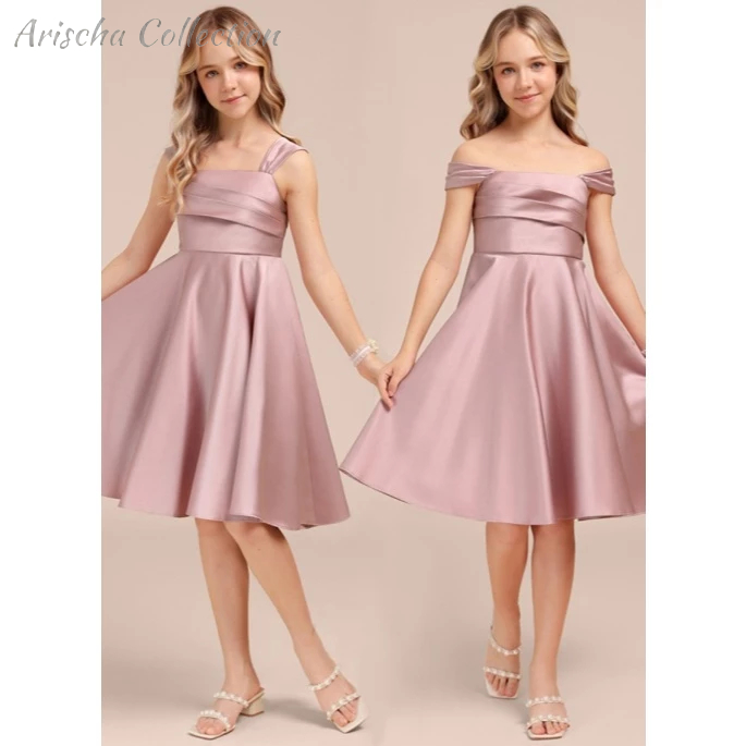 MK039 - GAUN MINI SATIN VELVET - GAUN NATAL MEWAH DAN ELEGAN - GAUN ANAK PEREMPUAN KEKINIAN