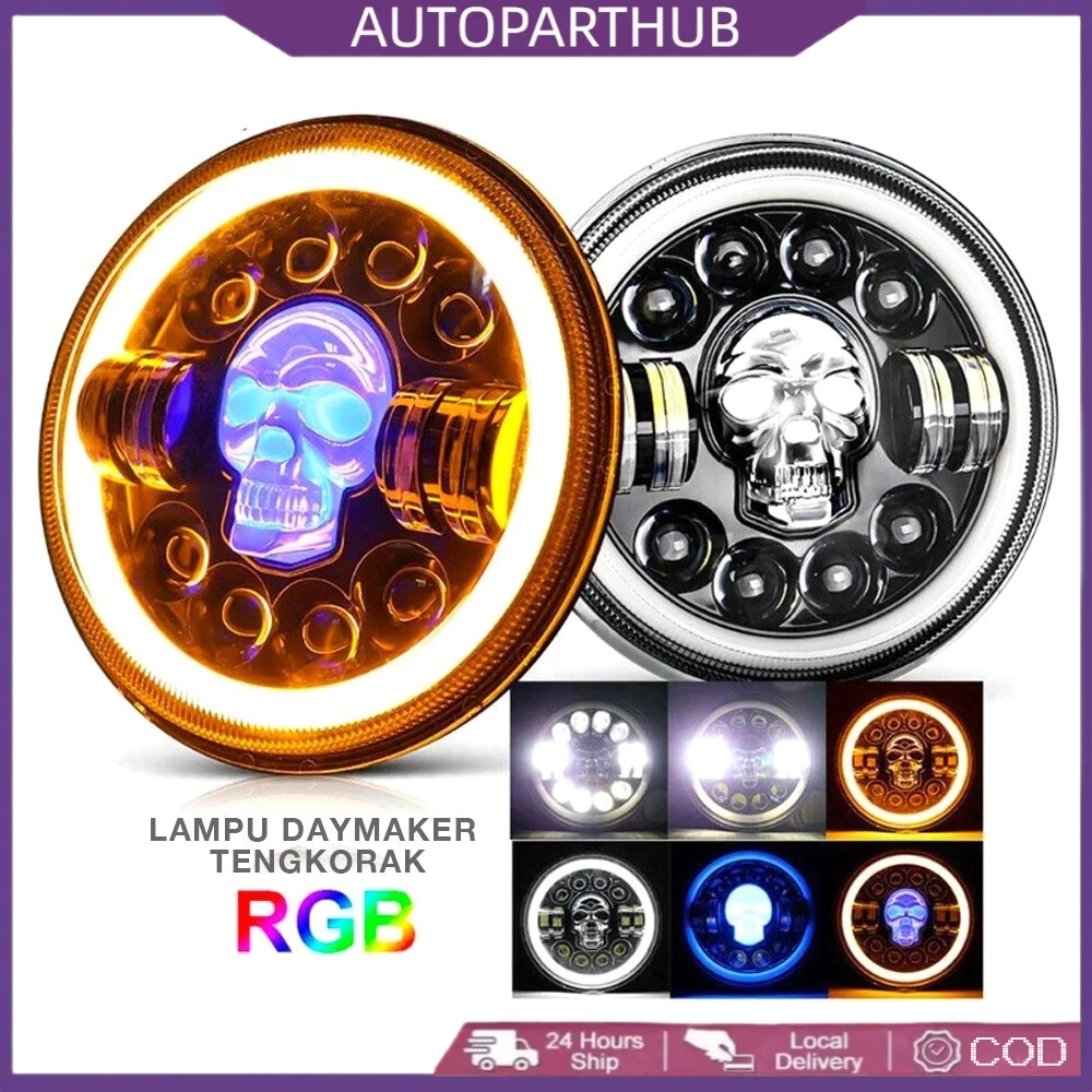 Lampu Tembak Tengkorak 7 Inch LED Bulat Lampu Tembak Tengkorak 40 Watt CR7 Lampu Tengkorak 12 Led Co