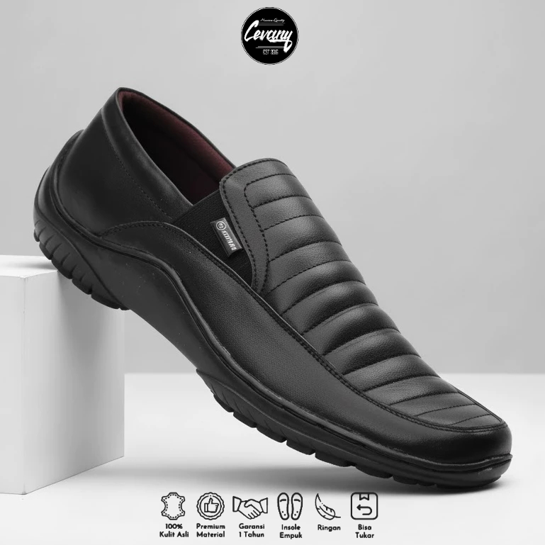 CEVANY - Sepatu Formal Pria Pantofel Kerja Kulit Asli Ukuran 39-44 - CORZA