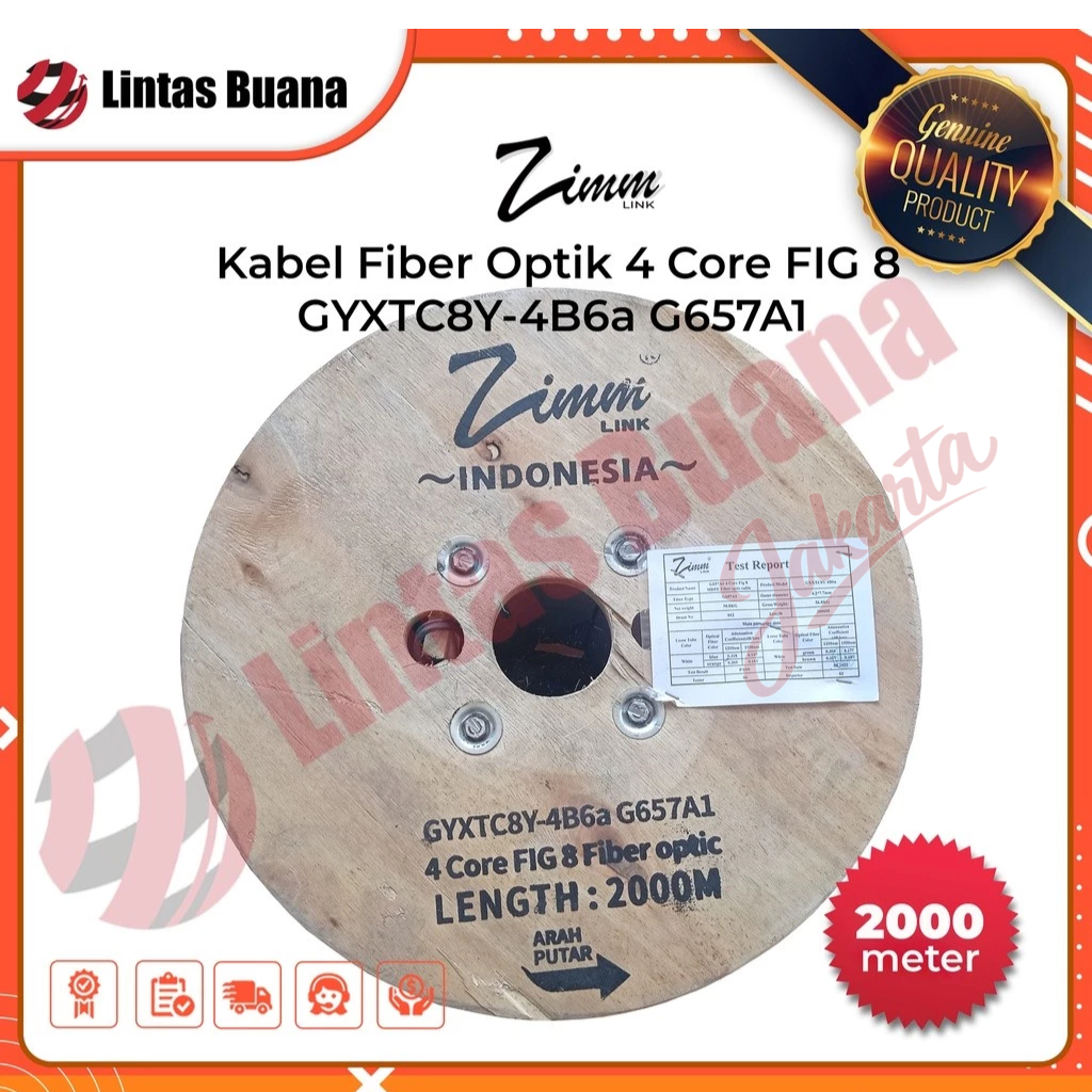 Zimmlink- Kabel Drop Core ,4 Core FIG 8 Single Mode 2000 Meter.