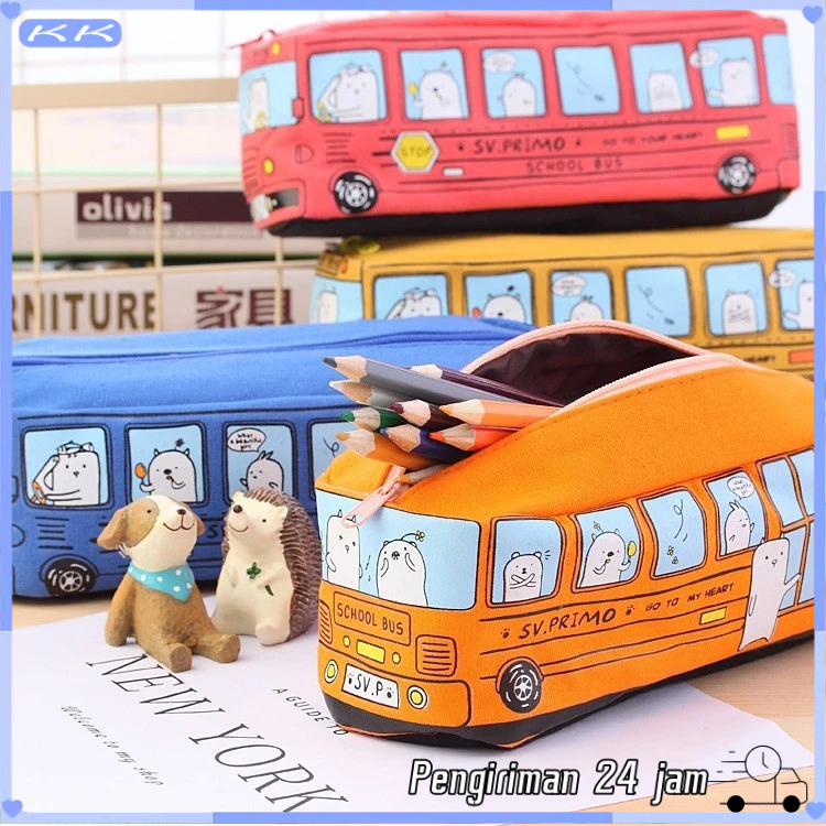 (COD) Kotak Pensil Bus Mobil Kapasitas Besar / Kotak Pensil Mobil untuk Anak Laki-laki / Kotak Pensi