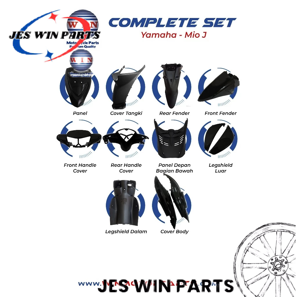 Full Set Body MIO J HITAM (KASAR & HALUS) ORIGINAL WIN - COVER BODY FULL SET