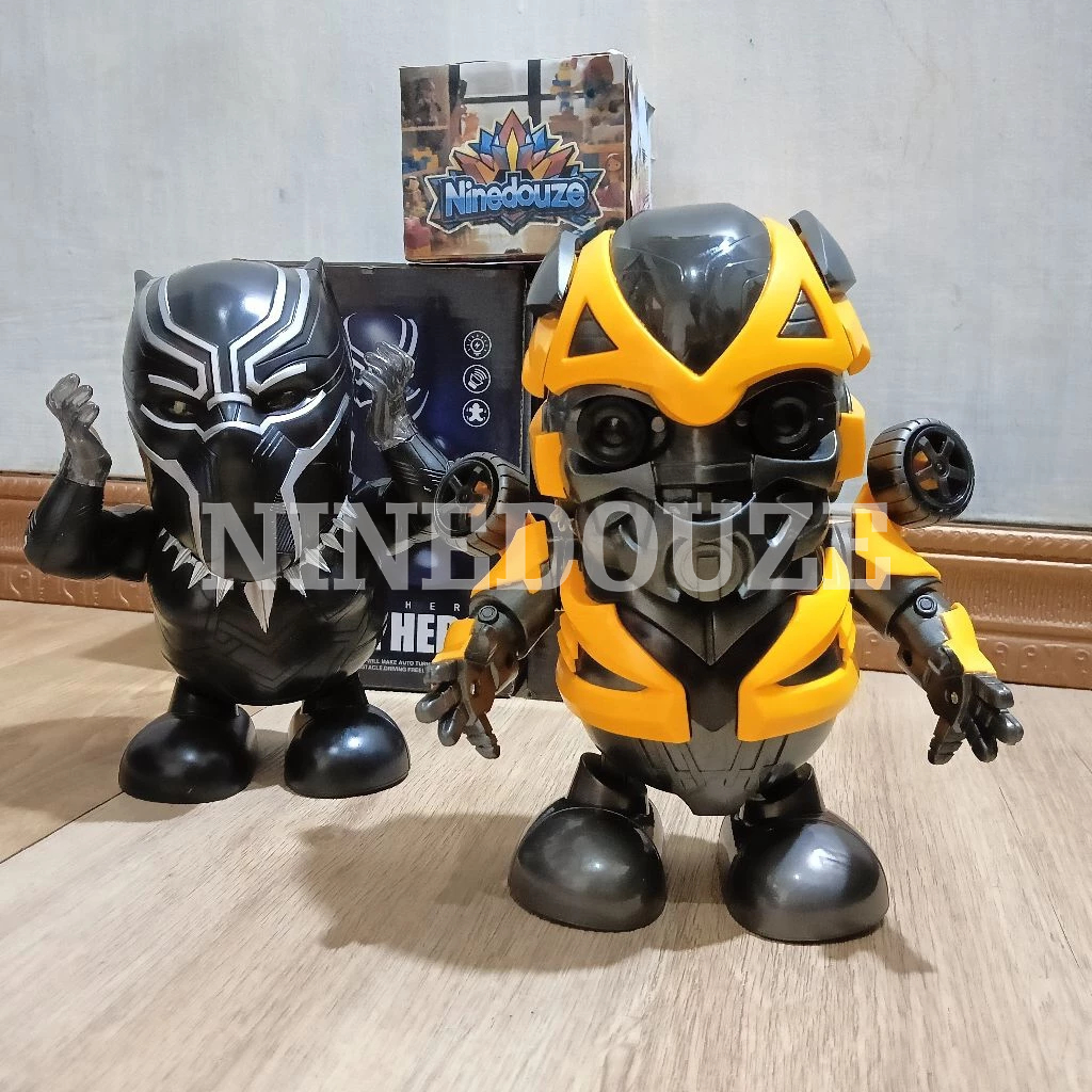 Jumbo - Robot Dancing Dance Hero Mainan Anak Karakter Hero Bumblebee Bee Kuning Black Panther Hitam 