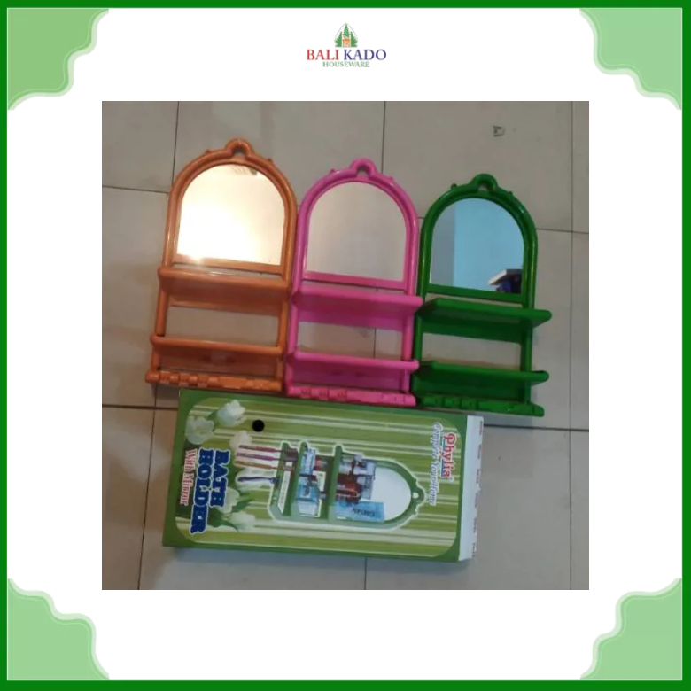 Phylia 1502 Rak Cermin Gantung / Rak Kamar Mandi Sabun Kosmetik / Kaca Gantung Toilet Multifungsi
