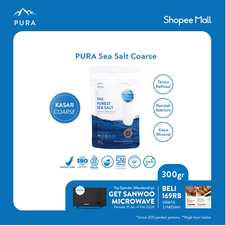 Pura Sea Salt Coarse (300gr) - Garam Laut Kasar - Garam Organik - Garam Natural - Garam Laut Alami -