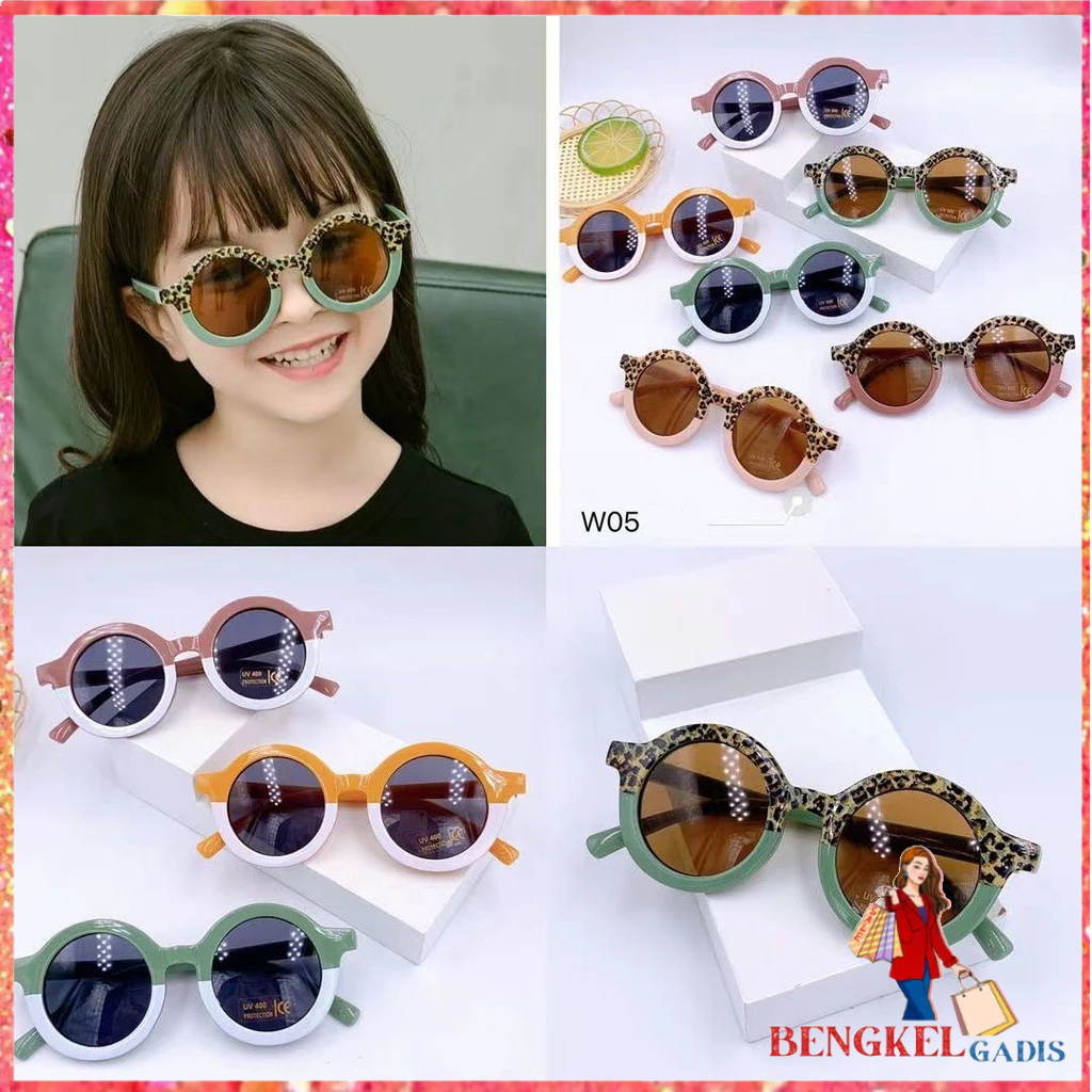Kacamata Anak Perempuan Bulat Leopard Korea Fashion Lucu 6683 Kaca Mata Laki Laki Hitam Gradasi Maca