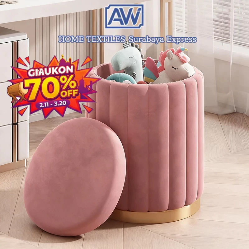 [Surabaya Express]Bangku Rias Storage Makeup Stool Kursi Estetik Bangku Bulat Kursi Makeup Kursi Ria