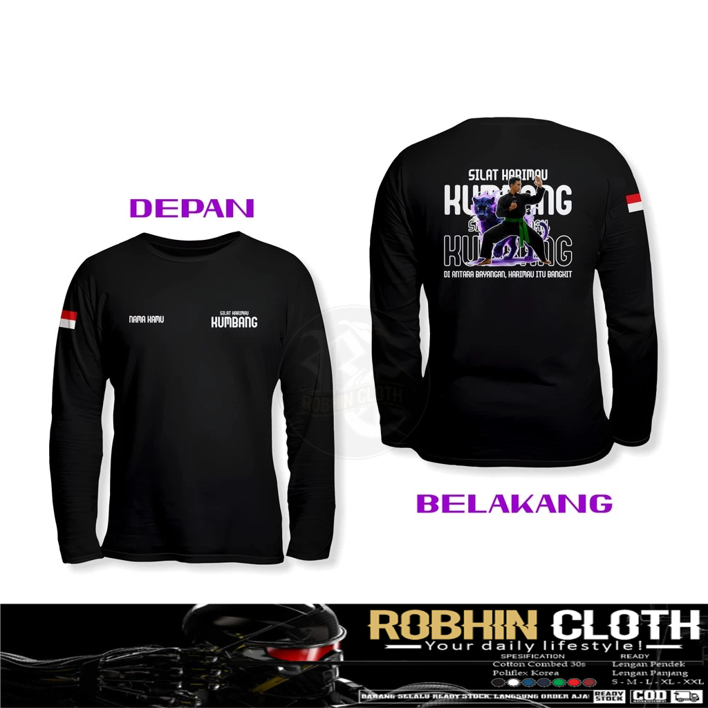 Kaos Baju Silat Harimau Kumbang Gratis Nama DB Lengan Panjang Kaos Distro