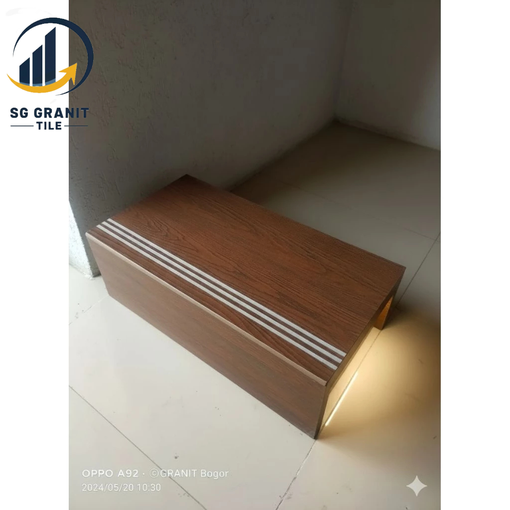 Granit tangga motif kayu coklat tua 30x60+20x60
