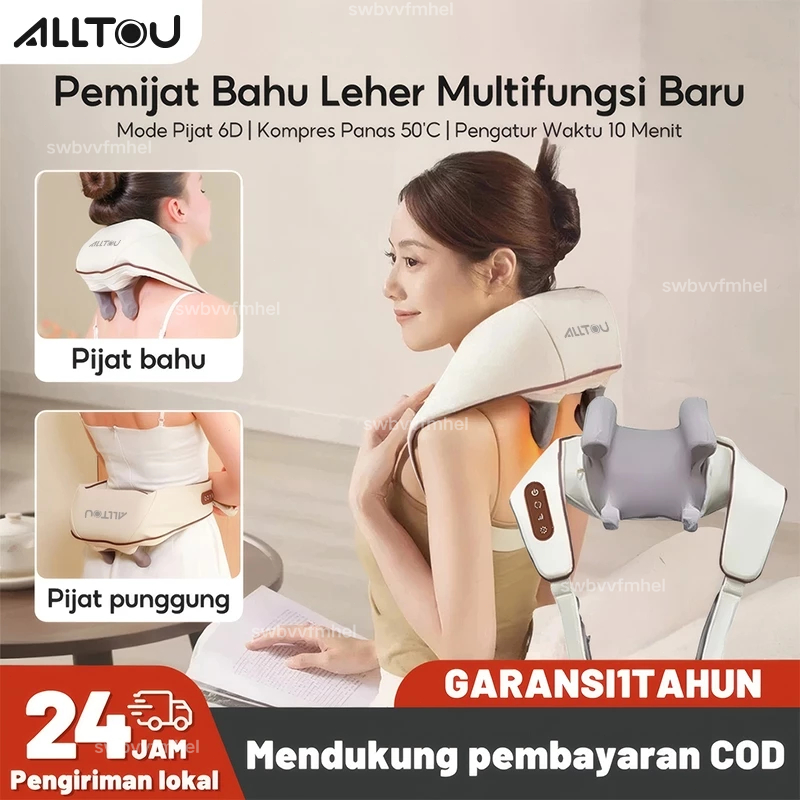 KONKO Pijat Pemanas Leher Multifungsi 2000mAh | Mode 6D Kompres Panas | Pijat Elektrik Selendang Nye