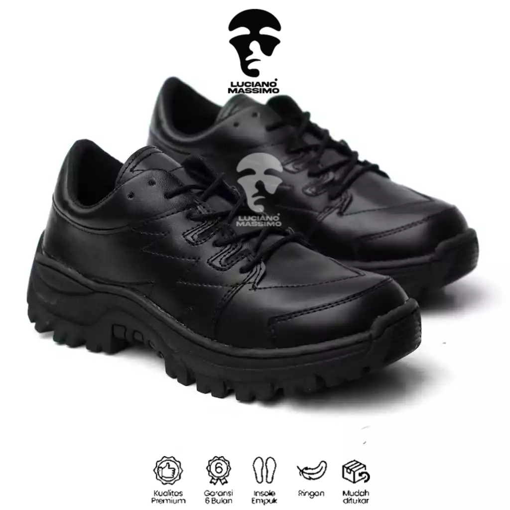 Sepatu Sneakers Pria Tebal Sole Chunky Hitam Tactical