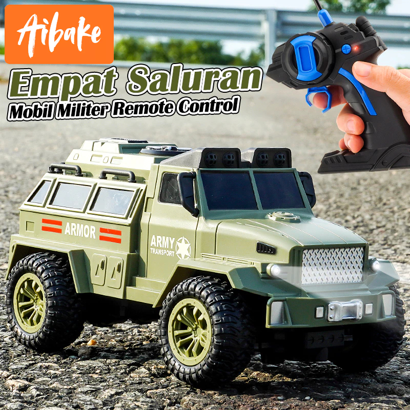 Mainan Mobil Remote Control Truk Militer Mobil Rc dengan Lampu RC Mobil Monster