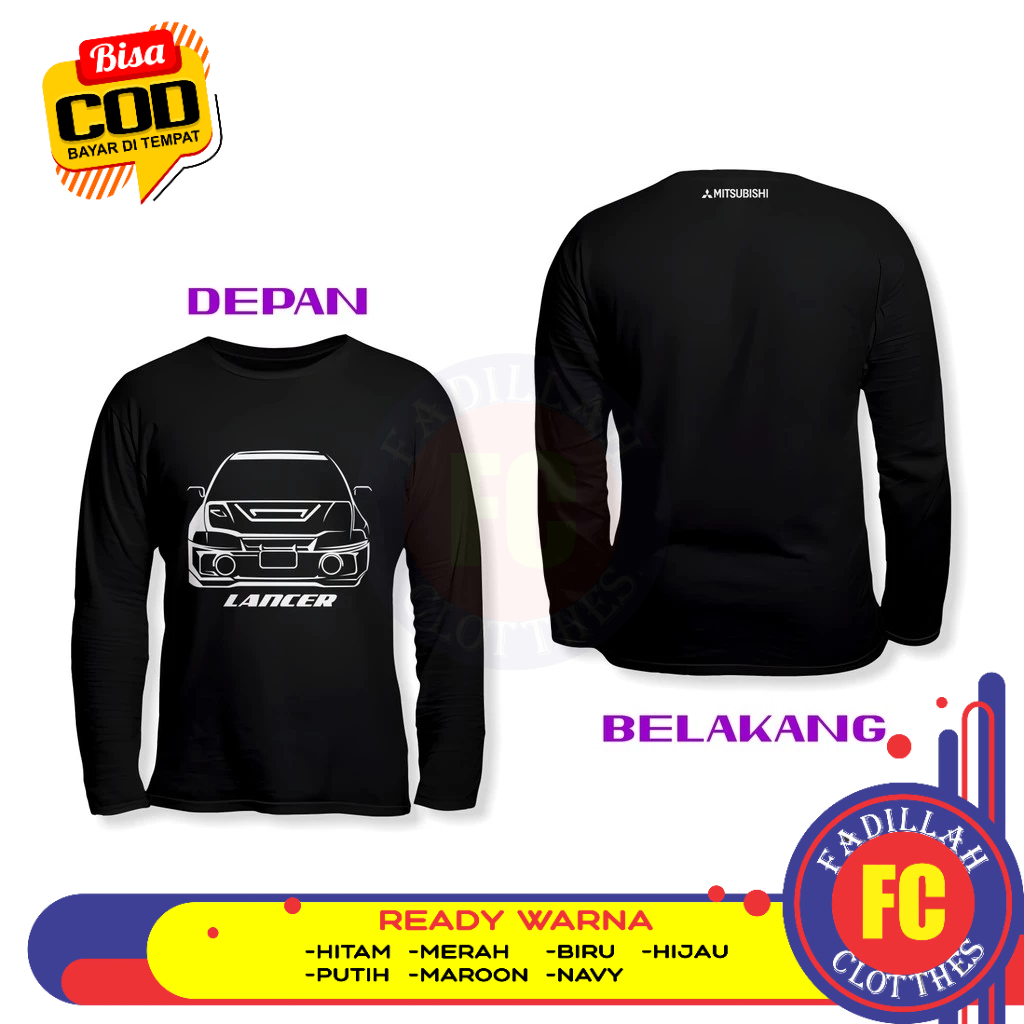 Baju Kaos Mitshubishi Lancer Evo 4 DB Lengan Panjang Baju Otomotif