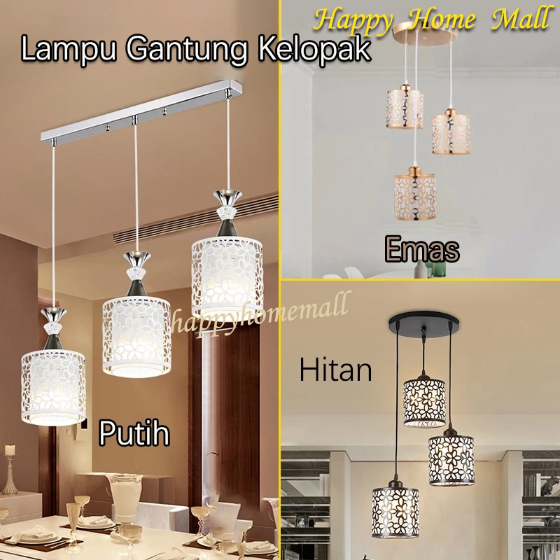[Ready stock-COD] Putih/Hitam/Emas Lampu Bentuk Kelopak / Lampu Gantung LED Minimalis Modern 3-in-1