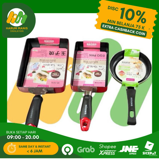 TEFLON MINI BULAT MINOWA / WAJAN TEFLON PERSEGI MINOWA / TEFLON PENGGORENGAN TELUR