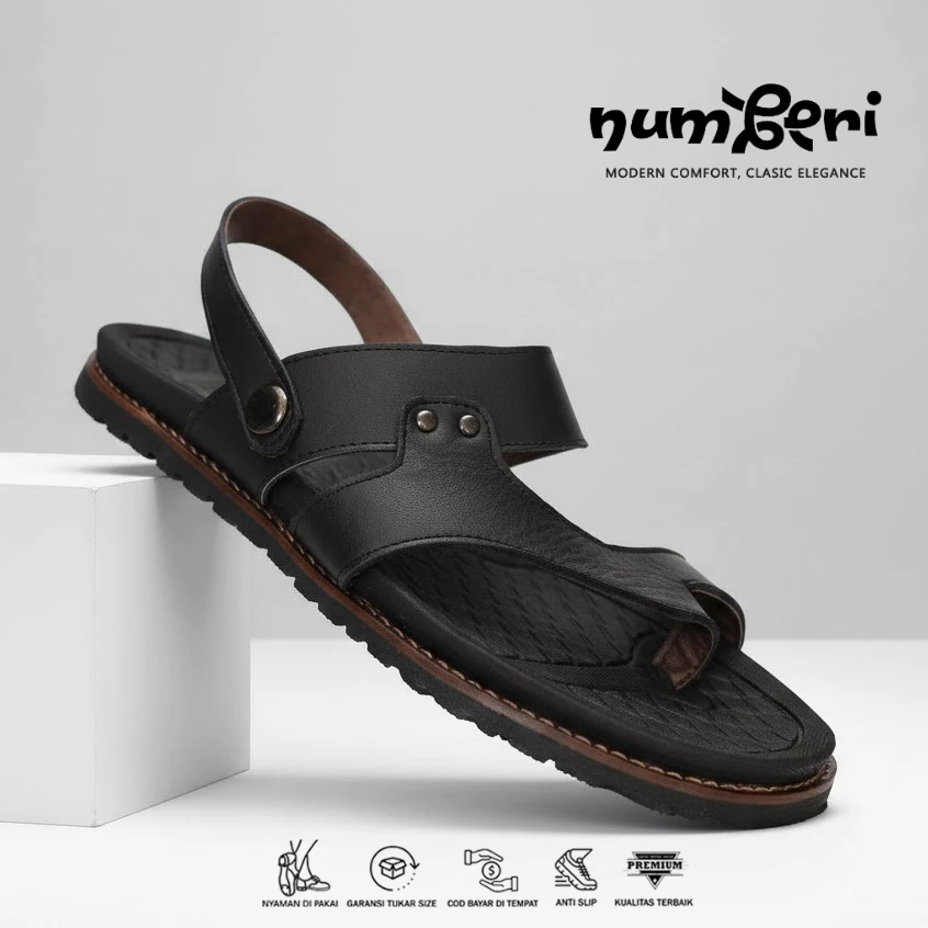 Sandal Pria Kulit Slip On RIOT TEVEZ Anti Slip