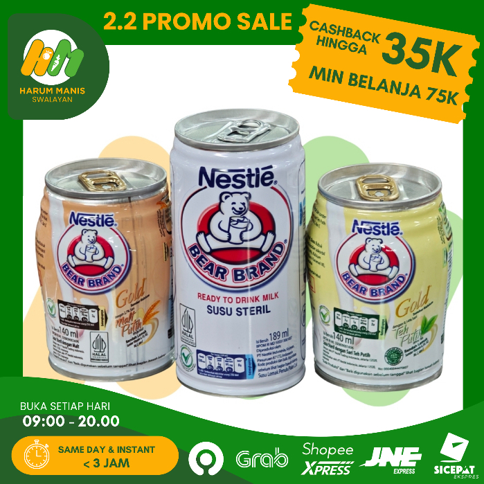 BEAR BRAND 189ML / SUSU BERUANG 189ML / SUSU STERIL / BEAR BRAND TEH PUTIH 140ML / BEAR BRAND MALT P