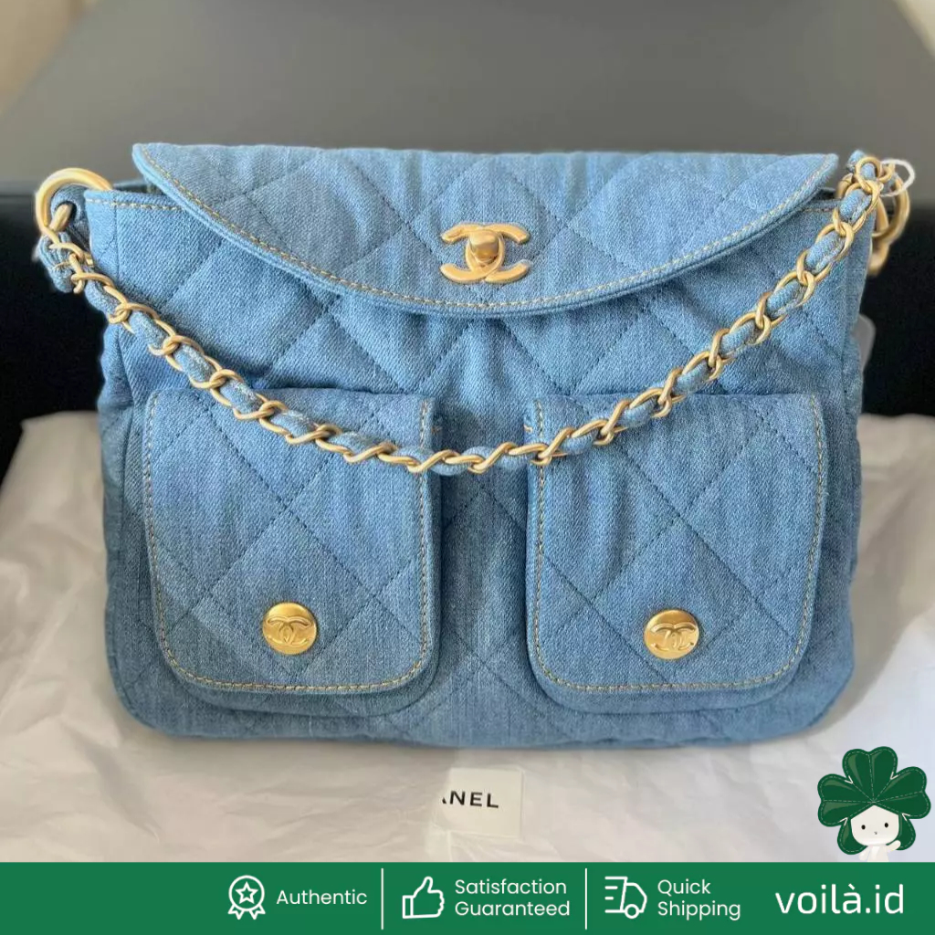 Chanel Hobo Bag Strap and Chain Washed Denim