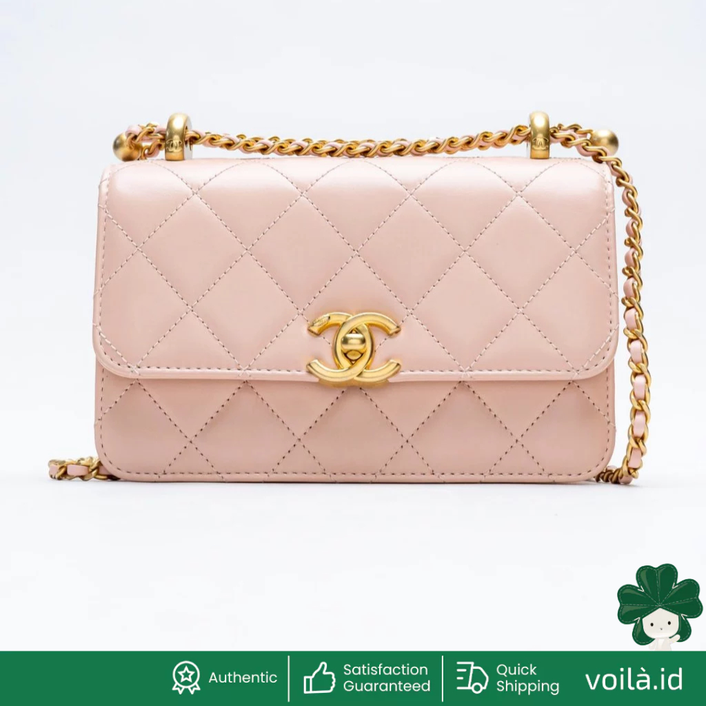 Chanel C24 Mini Flap Bag with Adjustable Strap Nude Pink Ghw