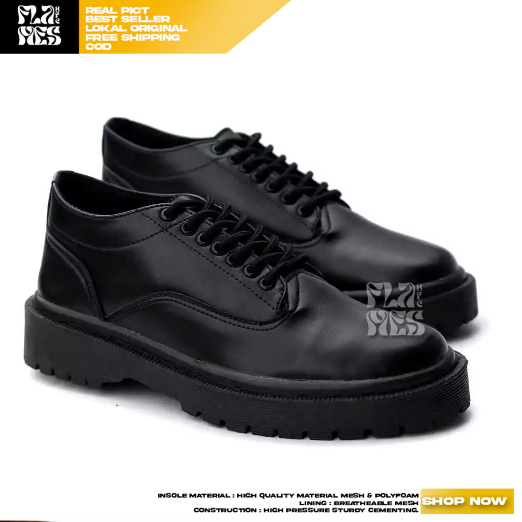 Sepatu Formal Pria Oxford Hak Tinggi Kulit Sintetis Anti Selip Hitam 39-44
