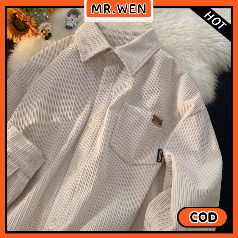 Kemeja Pria Lengan Panjang Corduroy Premium oversize korean style
