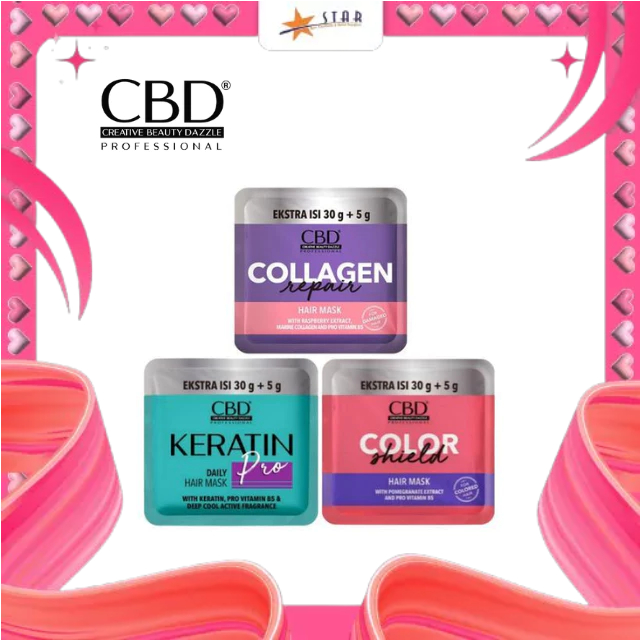 * STAR * CBD PAKET BUNDLING 3 PCS HAIR MASKER 30+5 GR (HIJAU,PINK,UNGU)