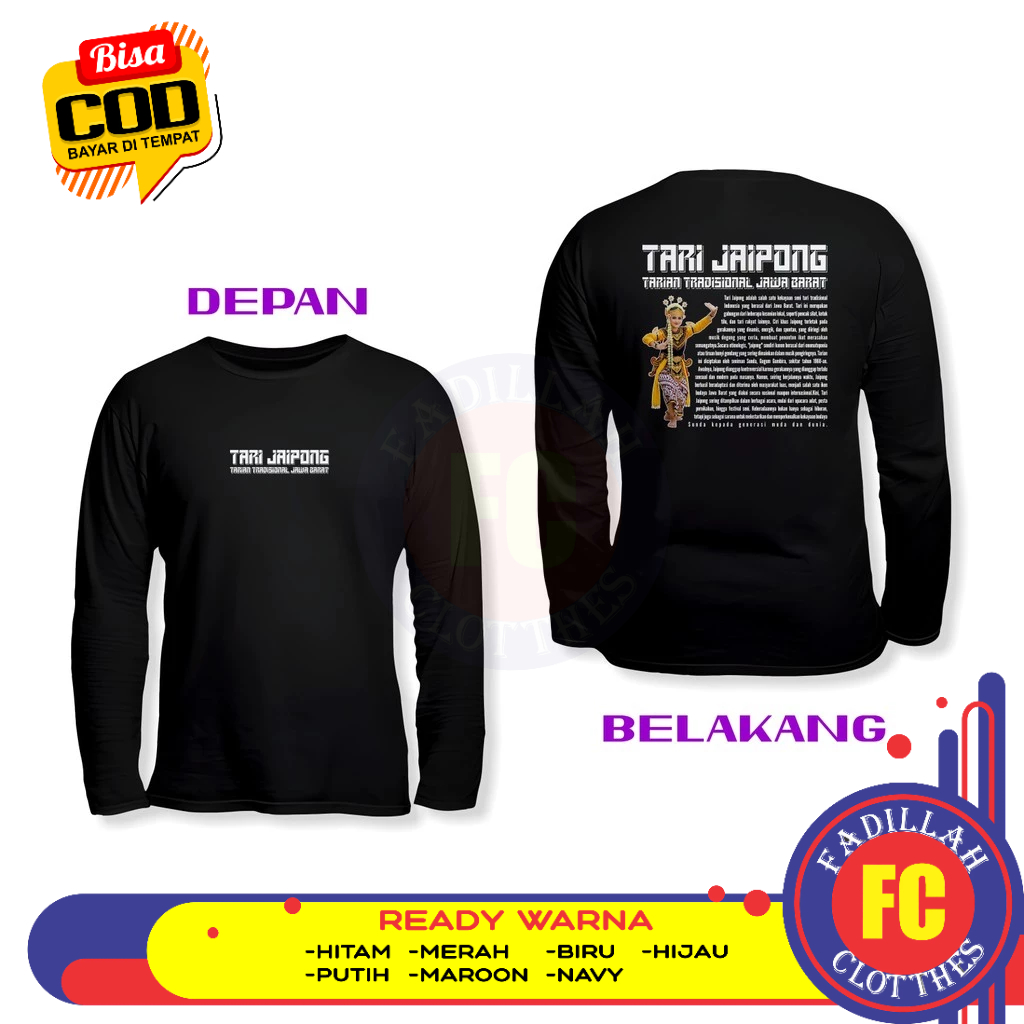 Baju Kaos Tari Jaipong Tarian Tradisional Jawa Barat DB Lengan Panjang Kaos Distro