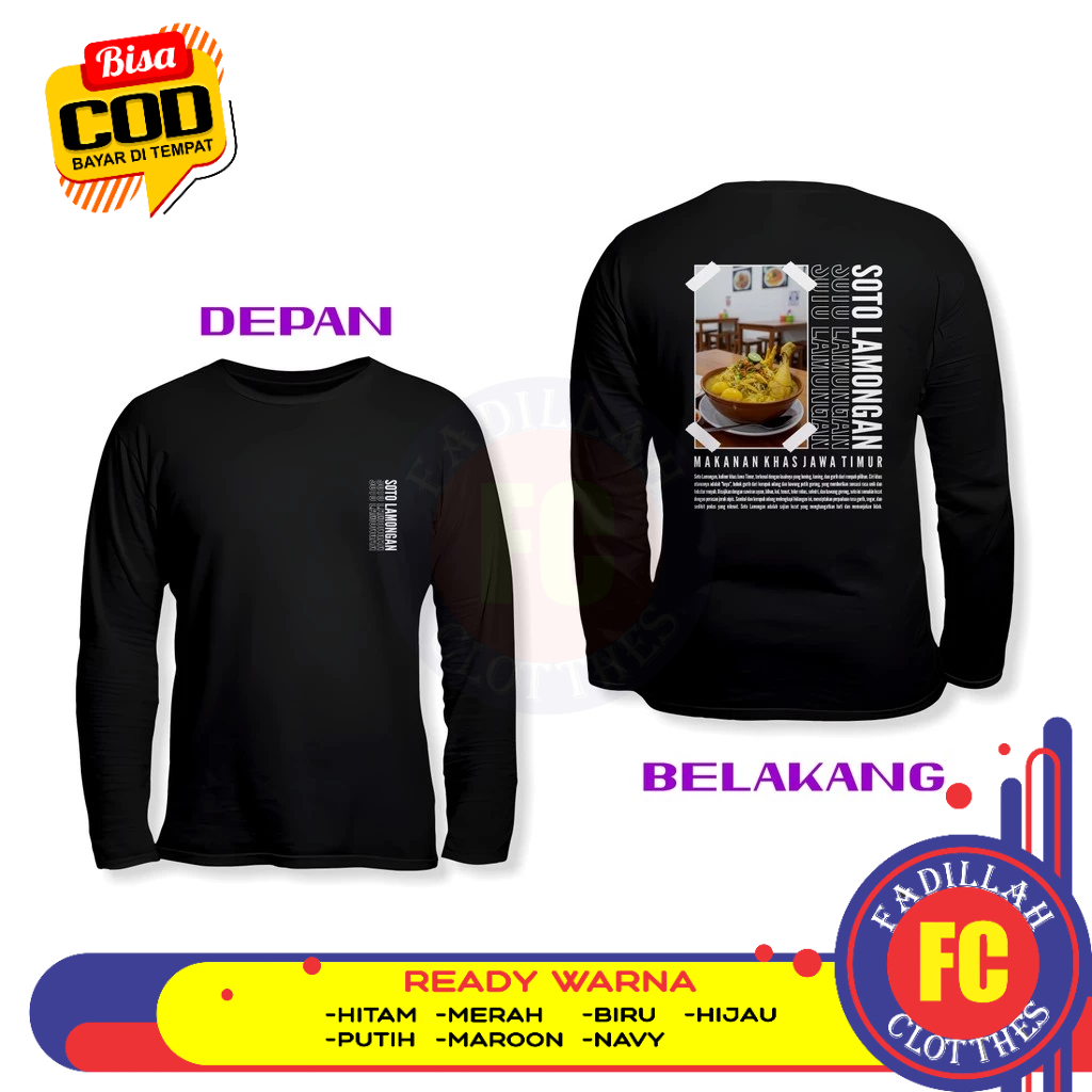 Baju Kaos Soto Lamongan Makanan Khas Jawa Timur DB Lengan Panjang Kaos Distro