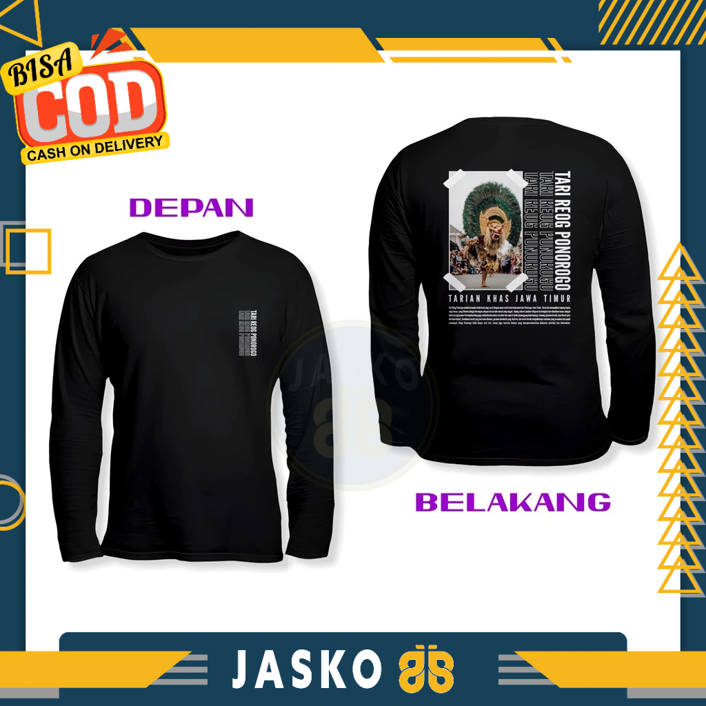 Baju Tshirt Tari Reog Ponorogo Tarian Khas Jawa Timur DB Lengan Panjang Kaos Distro