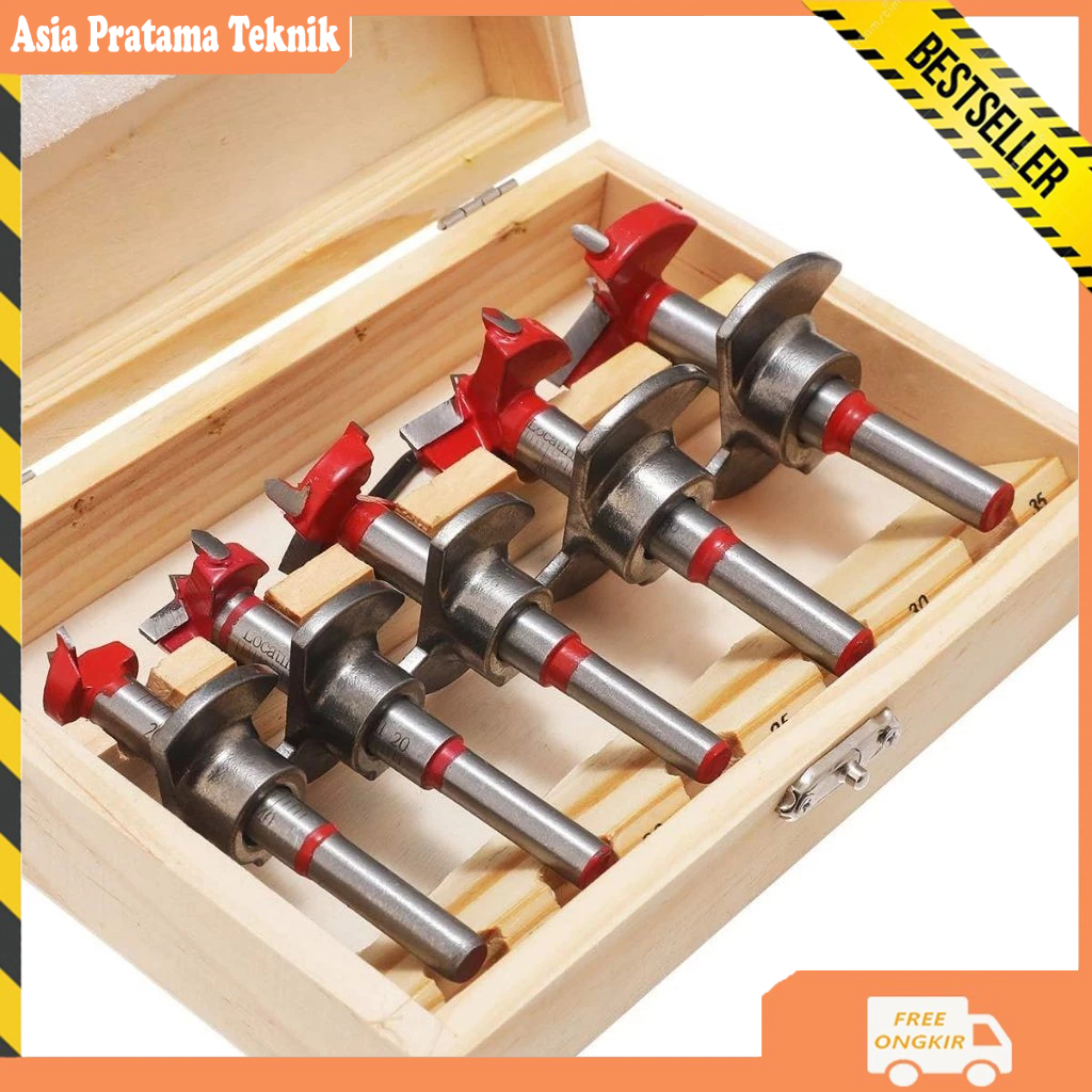 WITH STOPPER mata bor engsel sendok set 5pcs / forstner drill bit set premium with guide stopper / m