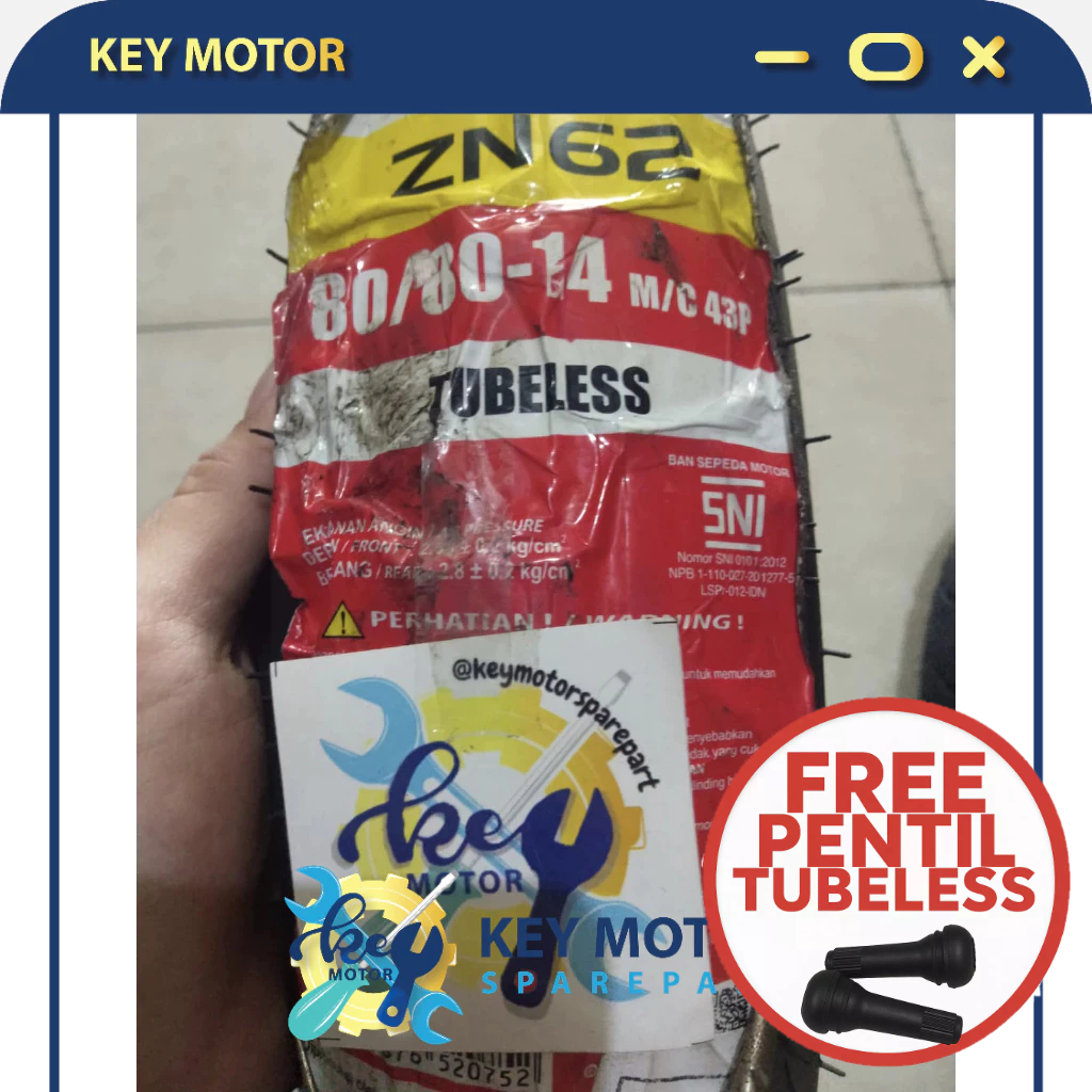 Ban Luar Motor ZENEOS ZN77 80/80-14 Ring 14 TUBELESS 100% Asli dan Baru
