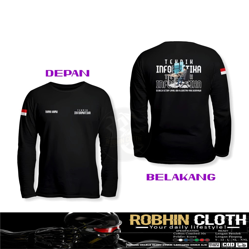 Kaos Baju Teknik Informatika New Gratis Nama DB Lengan Panjang Kaos Distro