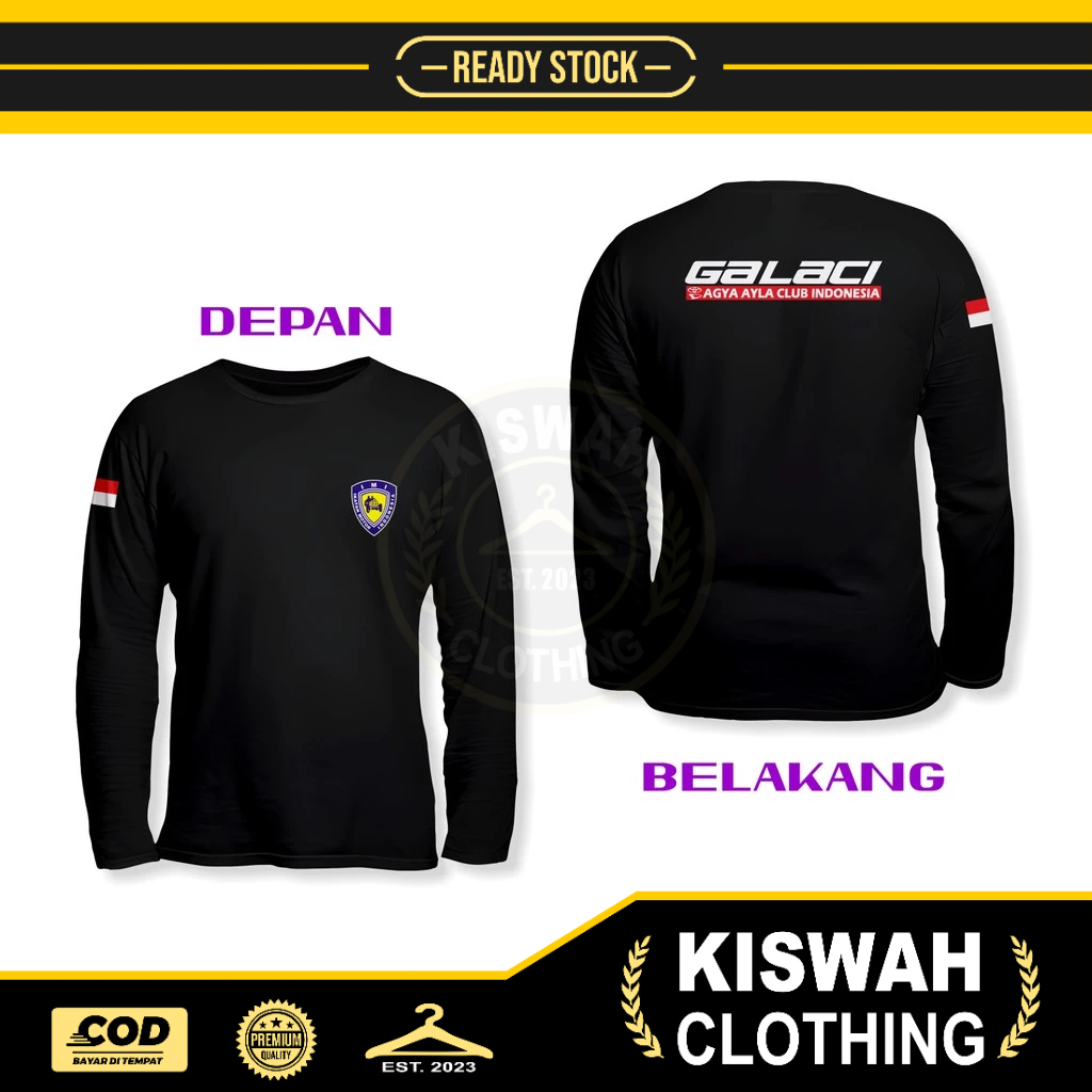 Kaos Tshirt Mobil GALACI Agya Ayla Club Indonesia Logo DB Lengan Panjang Baju Otomotif